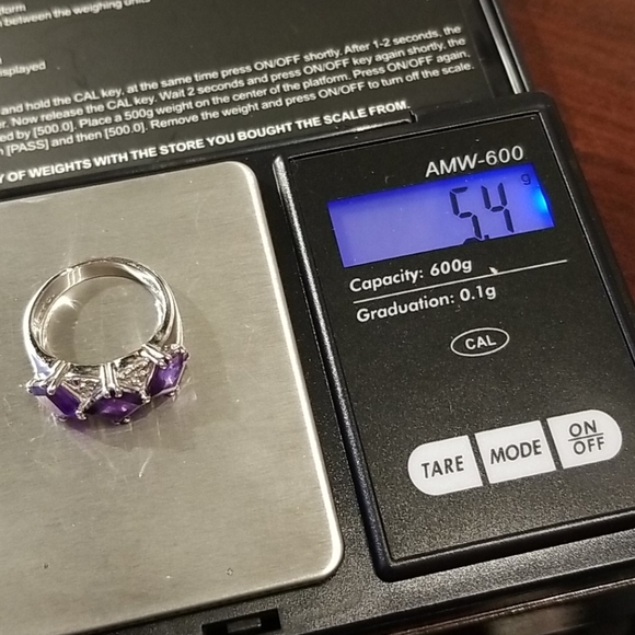 SS Amethyst & Topaz Ring  Sz7 - Picture 10 of 10